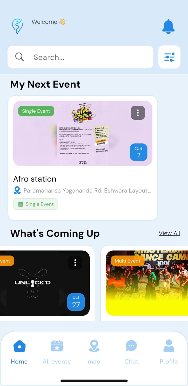 DanceSpot mobile app screen